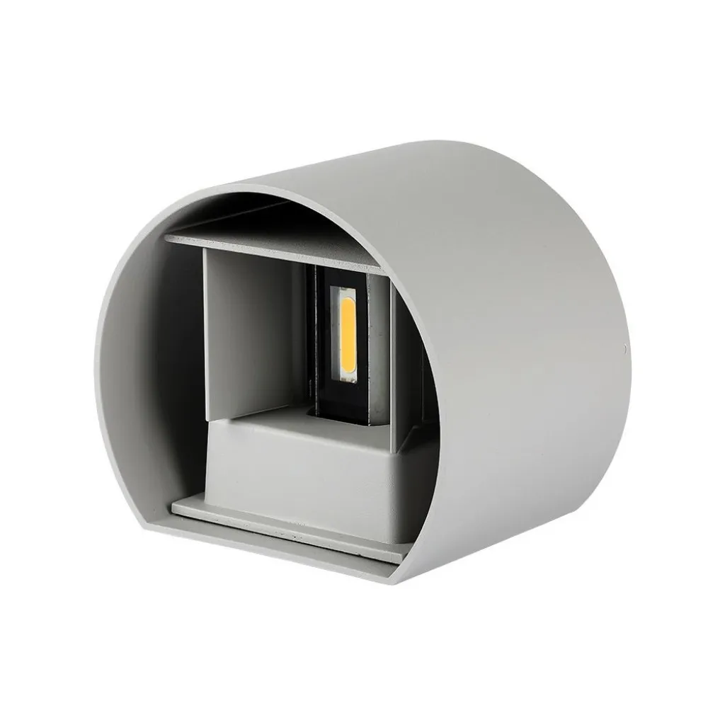 V-TAC Lampada LED da Muro Arrotondata Doppio LED COB 6W 110LM/W Colore Grigio Satinato Fascio Luminoso Regolabile 4000K IP65 - immagine 1