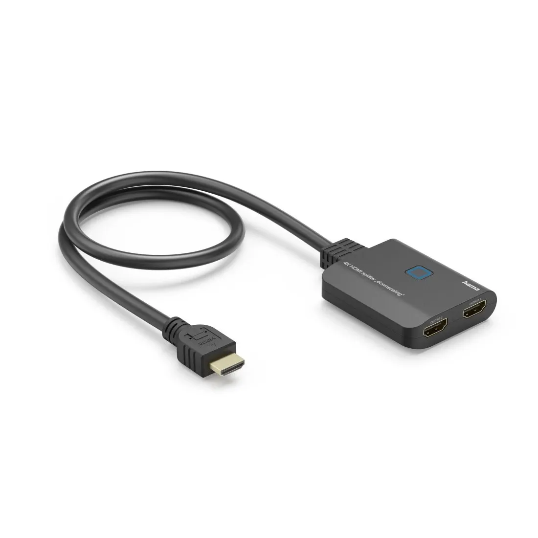 Splitter HDMI 4K Hama - 1 ingresso - 2 uscite - Indicatore LED - 655x16x555 cm - Nero - immagine 1