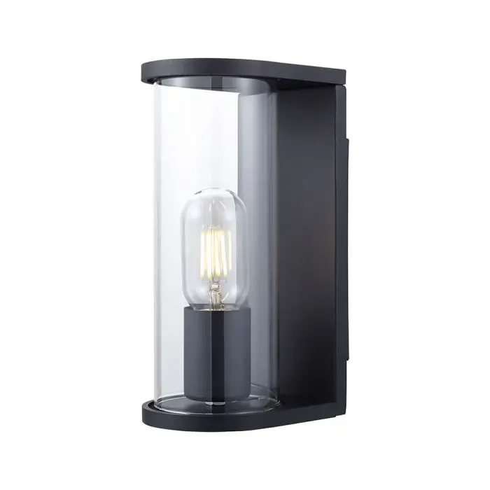 1*E27 Wall Lamp Light Holder With Smoky Glass -Matt Black - immagine 1