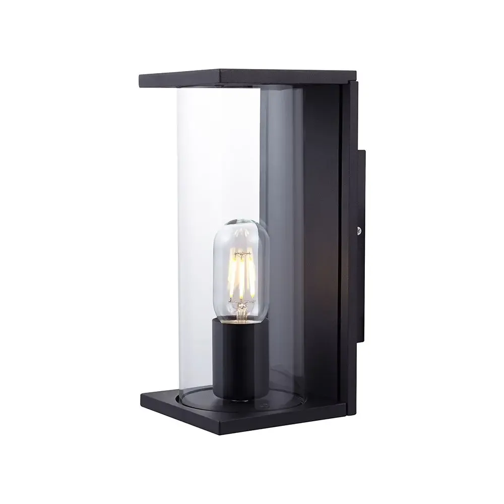 1*E27 Wall Lamp Light Holder With Clear Glass -Matt Black - immagine 1