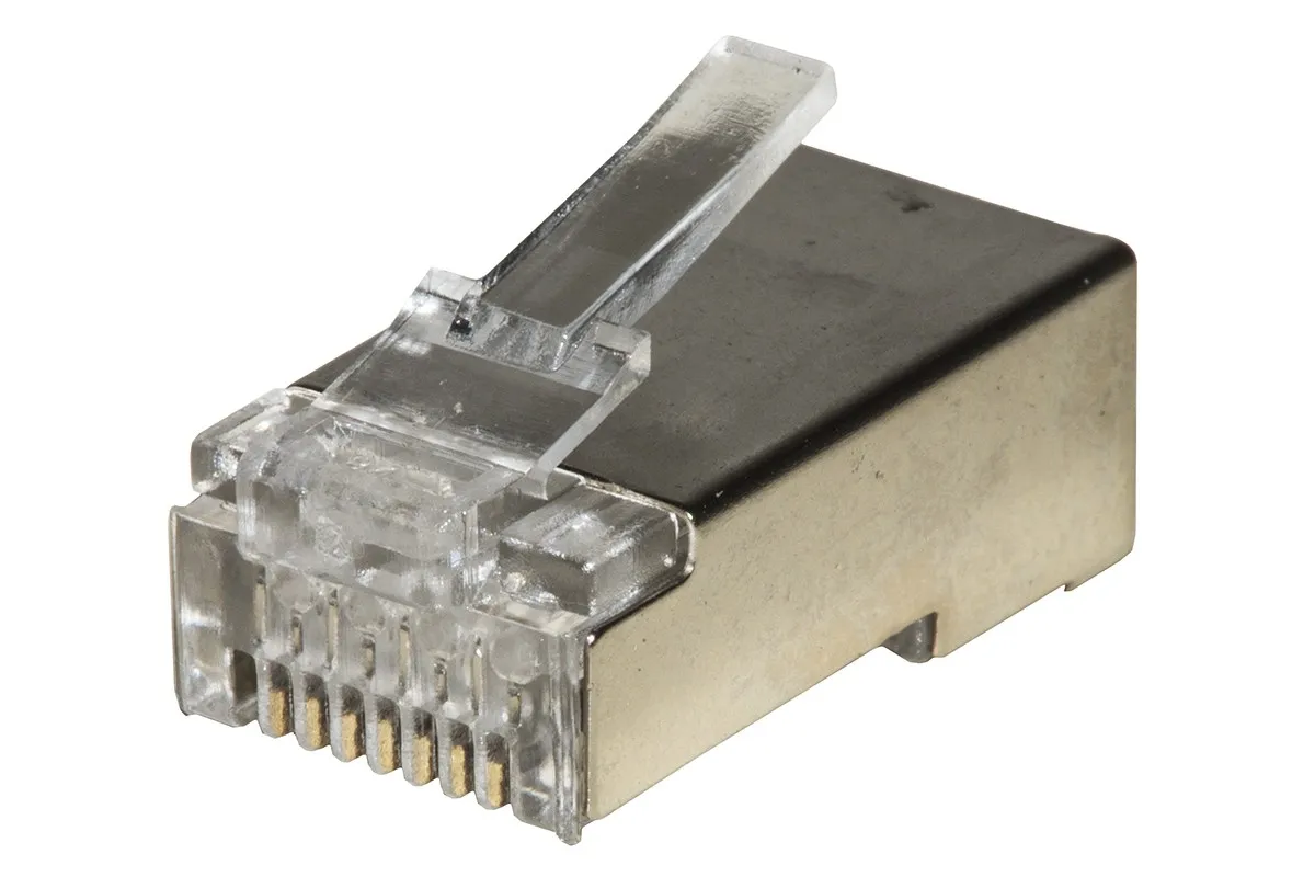 Confezione 100 Connettori 8 Poli Cat 6 Schermato Rj45 Per Cavo Solido - immagine 1
