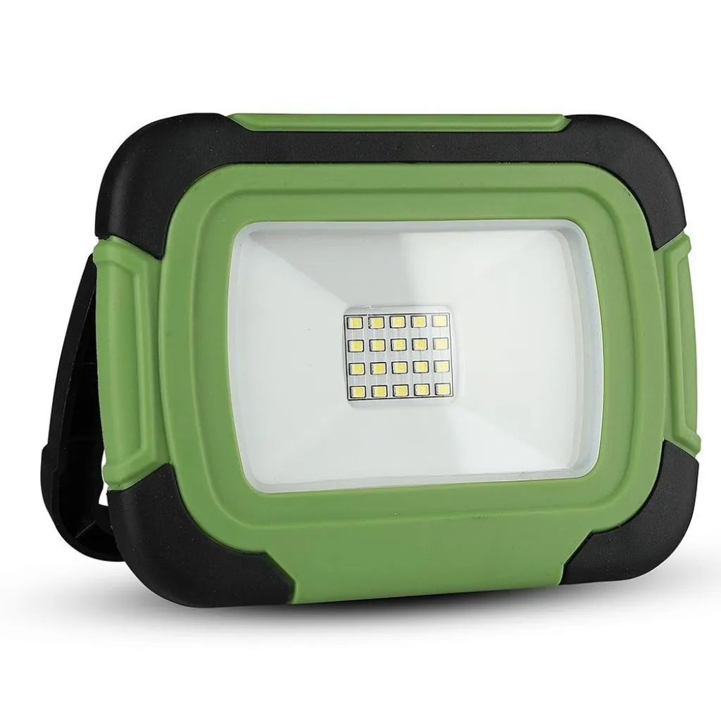 V-TAC PRO Faro LED Chip Samsung 10W Ricaricabile con Sos Flash Colore Nero e Verde 6400K IP44 - immagine 1