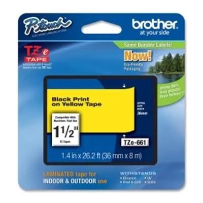 ORIGINALE Brother Nastro Nero su giallo TZe-661 TZ-661 36 mm x 8 m laminato - immagine 1