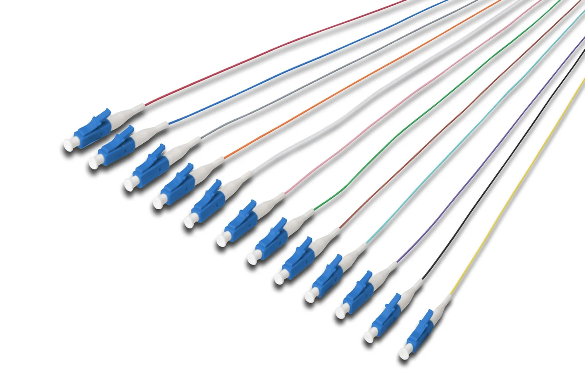 Set 12 Cavi Pigtail Fibra Ottica Colorati Connettori Lc Os2 09/125 Simplex - immagine 1