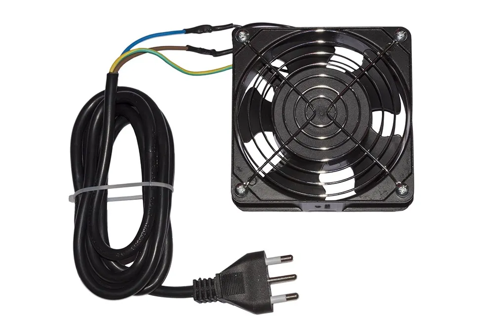 Ventola 120X120X38 220 Volt Colore Nero Con Cavo Mt 2 Spina Italiana Con Griglia - immagine 1