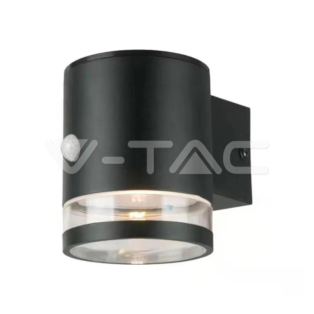 V-TAC Lampada LED da Giardino Cilindrica con Pannello solare e Sensore di Movimento a Microonde 1W Corpo Nero 121*90*112.5mm 3000K IP44 - immagine 1