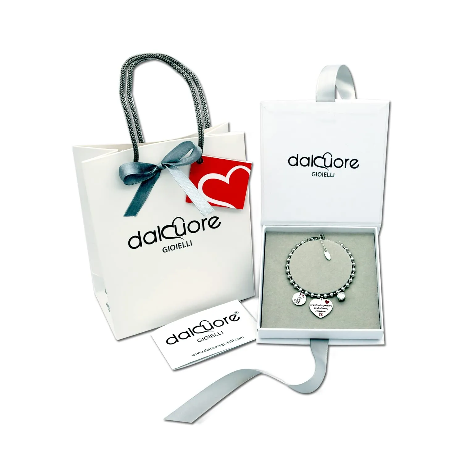 dalcuore Bracciale Fidanzata, Ipoallergenico, Idee Regalo Donna Compleanno Braccialetto Ragazza Frasi Speciali per Moglie compagna Confezione da regalare Amore con dedica - immagine 2