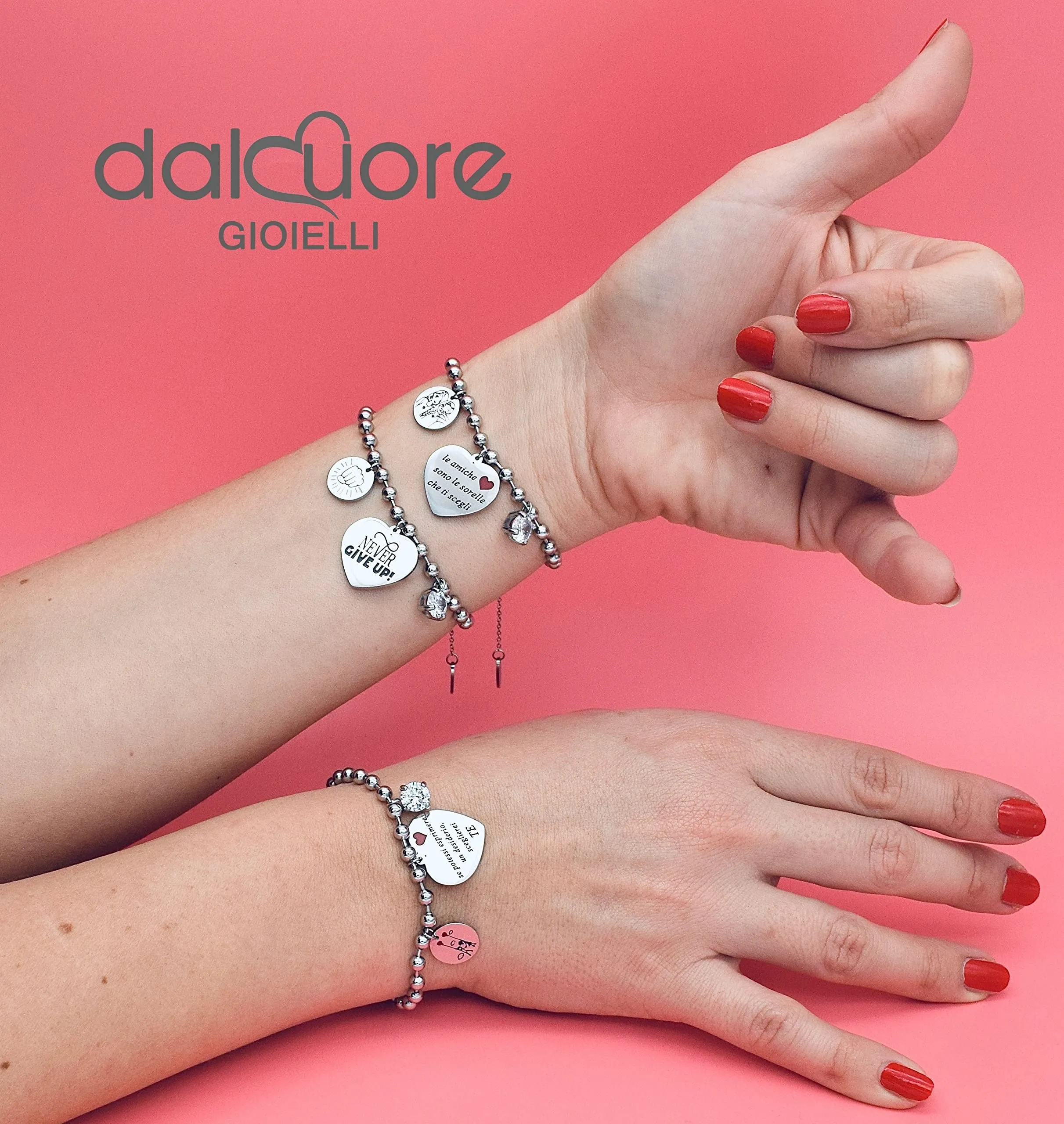 dalcuore Bracciale Fidanzata, Ipoallergenico, Idee Regalo Donna Compleanno Braccialetto Ragazza Frasi Speciali per Moglie compagna Confezione da regalare Amore con dedica - immagine 4