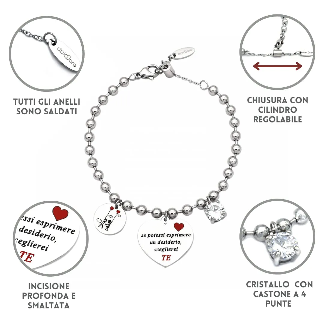 dalcuore Bracciale Fidanzata, Ipoallergenico, Idee Regalo Donna Compleanno Braccialetto Ragazza Frasi Speciali per Moglie compagna Confezione da regalare Amore con dedica - immagine 5