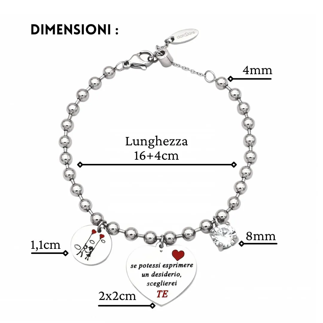 dalcuore Bracciale Fidanzata, Ipoallergenico, Idee Regalo Donna Compleanno Braccialetto Ragazza Frasi Speciali per Moglie compagna Confezione da regalare Amore con dedica - immagine 6