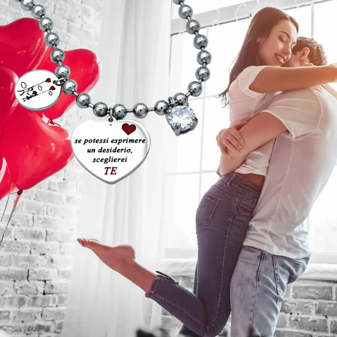 dalcuore Bracciale Fidanzata, Ipoallergenico, Idee Regalo Donna Compleanno Braccialetto Ragazza Frasi Speciali per Moglie compagna Confezione da regalare Amore con dedica - immagine 7