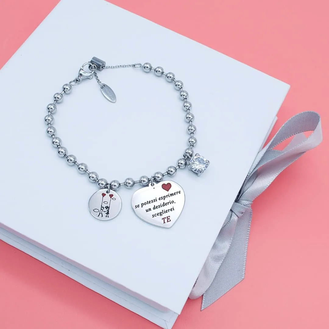 dalcuore Bracciale Fidanzata, Ipoallergenico, Idee Regalo Donna Compleanno Braccialetto Ragazza Frasi Speciali per Moglie compagna Confezione da regalare Amore con dedica - immagine 8