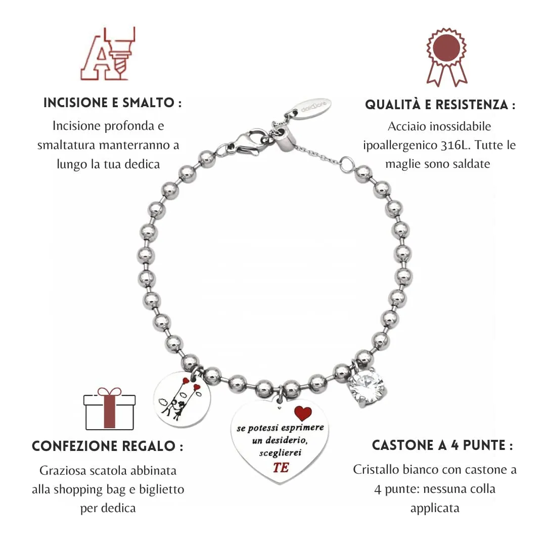 dalcuore Bracciale Fidanzata, Ipoallergenico, Idee Regalo Donna Compleanno Braccialetto Ragazza Frasi Speciali per Moglie compagna Confezione da regalare Amore con dedica - immagine 9