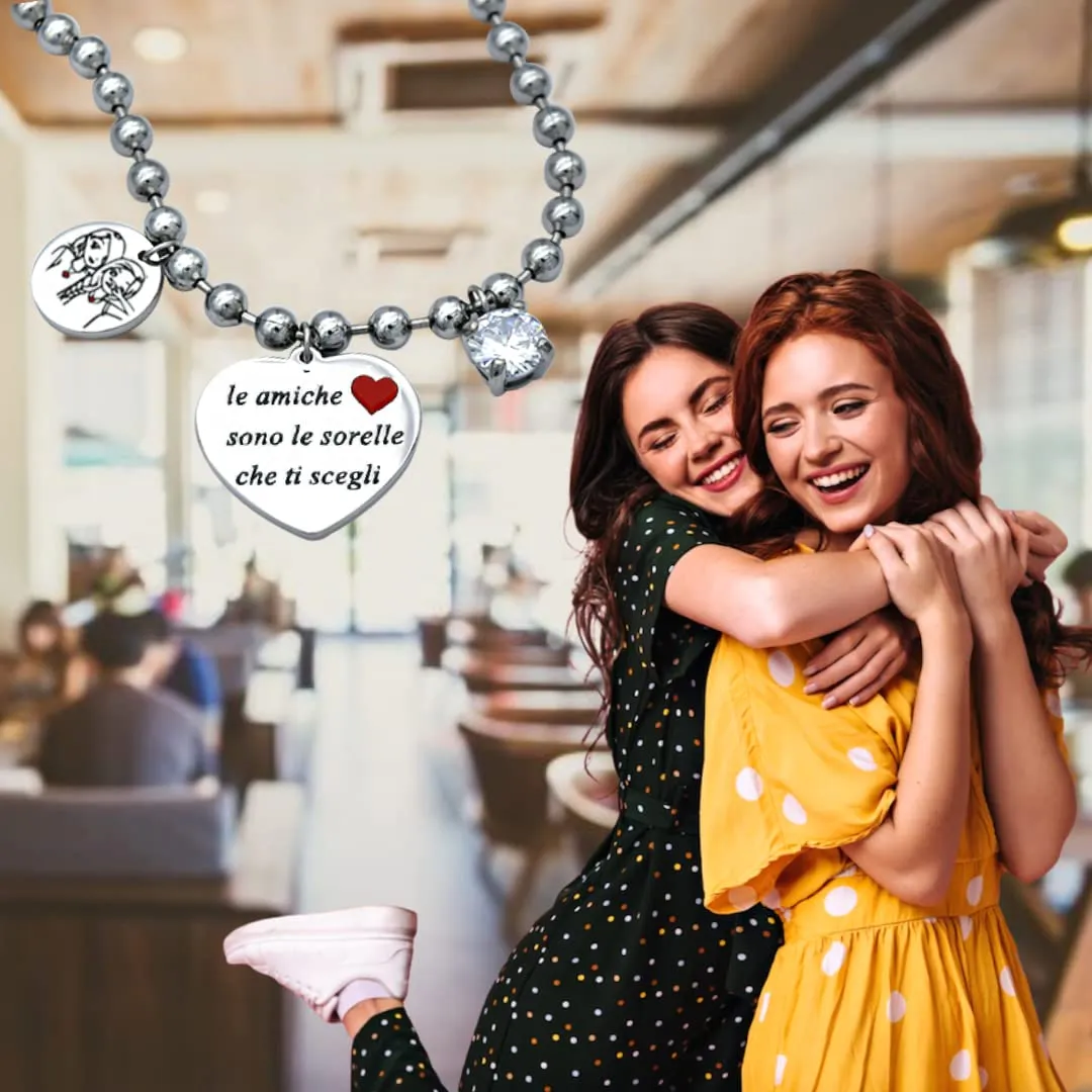 dalcuore Bracciale Amicizia, Ipoallergenico, Idee Regalo Donna Compleanno Amica Migliore Braccialetto Frasi Speciali per Amiche con Originale Confezione Portafortuna da regalare X Friends - immagine 7