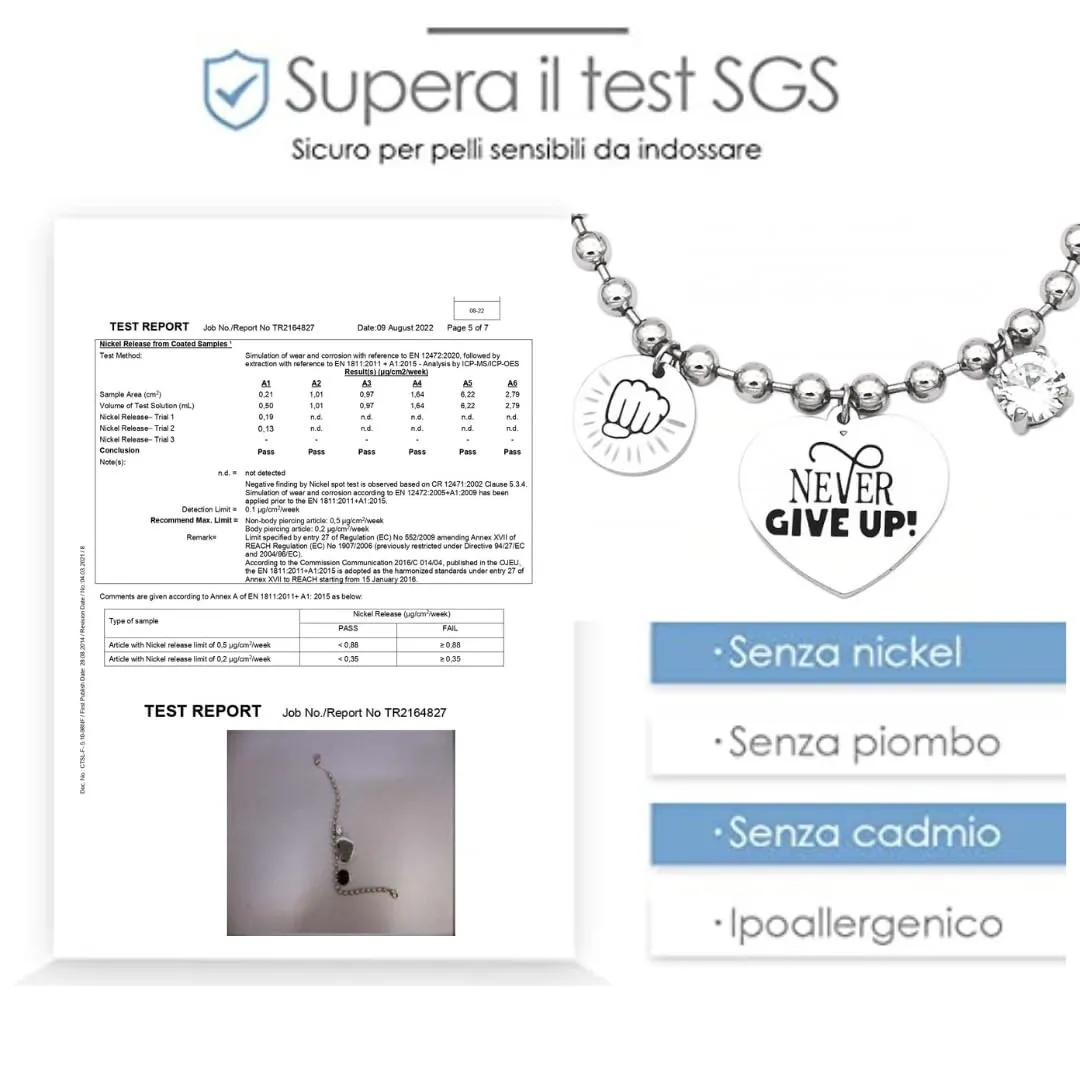 dalcuore Bracciale Laurea Motivazionale, Ipoallergenico, Idee Regalo Donna Compleanno Migliore Amica Braccialetto Ragazza Frase Portafortuna da regalare X Laurea Never give up - immagine 3