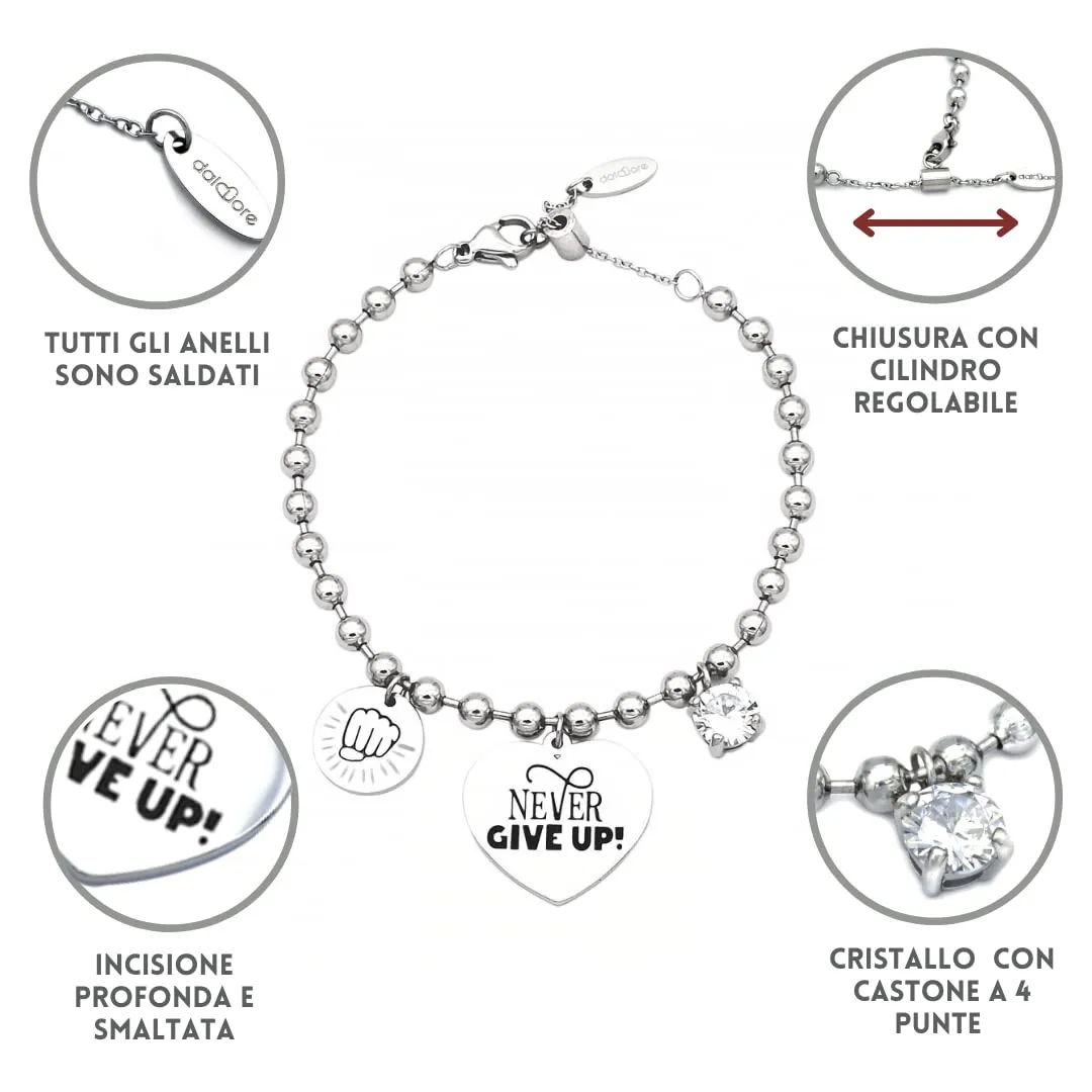 dalcuore Bracciale Laurea Motivazionale, Ipoallergenico, Idee Regalo Donna Compleanno Migliore Amica Braccialetto Ragazza Frase Portafortuna da regalare X Laurea Never give up - immagine 5