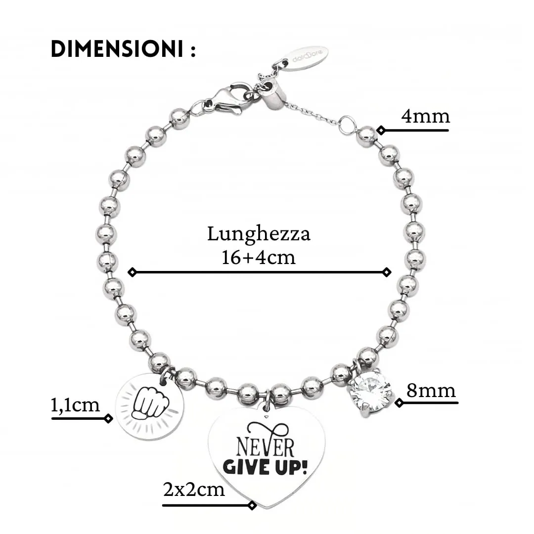 dalcuore Bracciale Laurea Motivazionale, Ipoallergenico, Idee Regalo Donna Compleanno Migliore Amica Braccialetto Ragazza Frase Portafortuna da regalare X Laurea Never give up - immagine 6