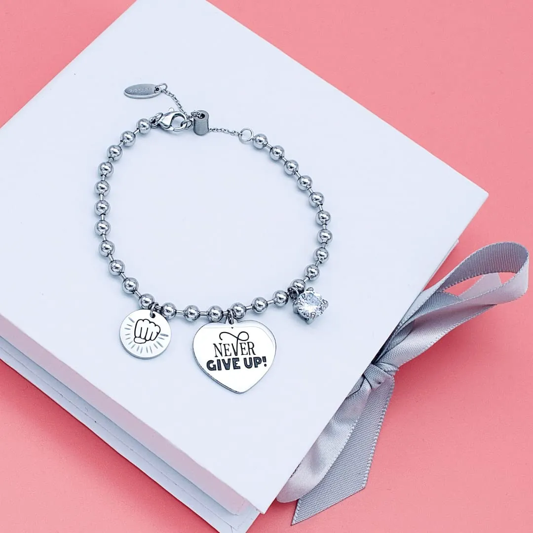 dalcuore Bracciale Laurea Motivazionale, Ipoallergenico, Idee Regalo Donna Compleanno Migliore Amica Braccialetto Ragazza Frase Portafortuna da regalare X Laurea Never give up - immagine 8