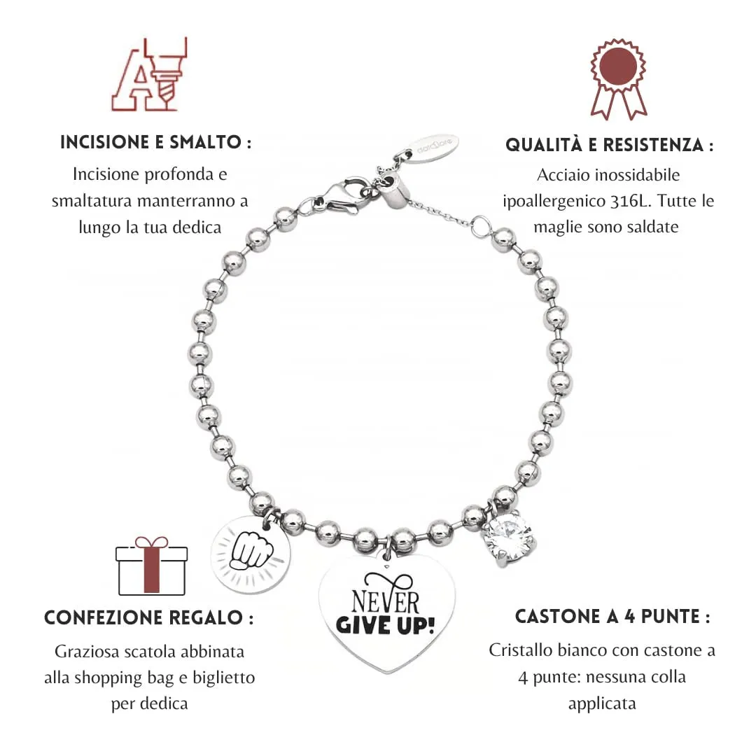 dalcuore Bracciale Laurea Motivazionale, Ipoallergenico, Idee Regalo Donna Compleanno Migliore Amica Braccialetto Ragazza Frase Portafortuna da regalare X Laurea Never give up - immagine 9
