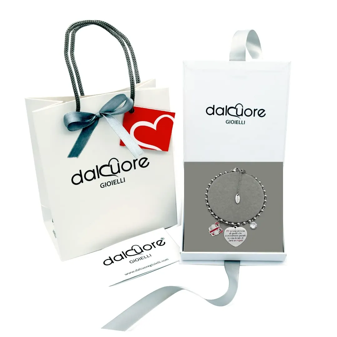 dalcuore Bracciale donna, Ipoallergenico, Idee Regalo Donna Frase Specialie da regalare per Lei X Fidanzata, moglie o compagna utile e divertente Portafortuna da regalare x le feste - immagine 2