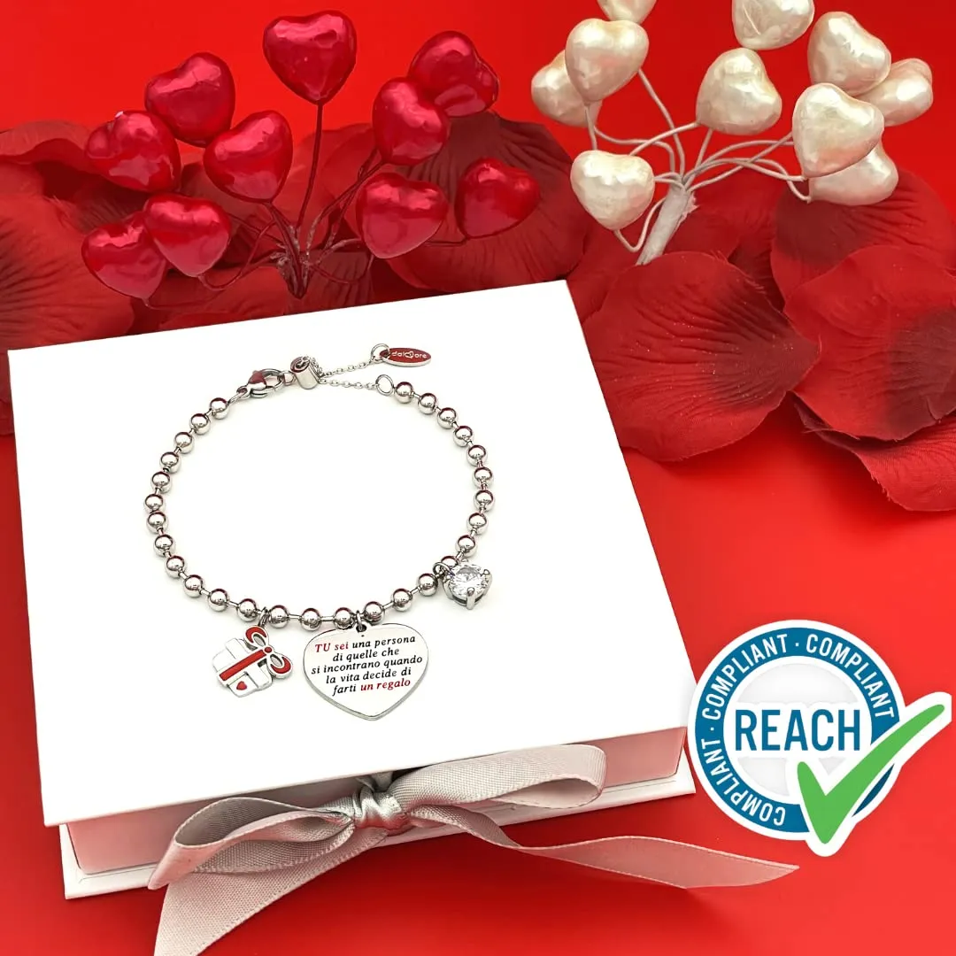 dalcuore Bracciale donna, Ipoallergenico, Idee Regalo Donna Frase Specialie da regalare per Lei X Fidanzata, moglie o compagna utile e divertente Portafortuna da regalare x le feste - immagine 4