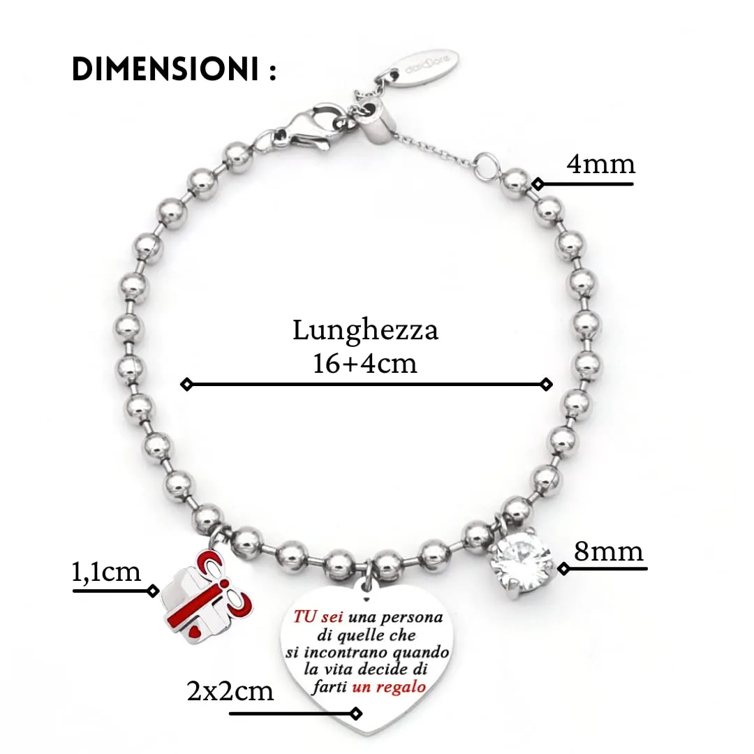 dalcuore Bracciale donna, Ipoallergenico, Idee Regalo Donna Frase Specialie da regalare per Lei X Fidanzata, moglie o compagna utile e divertente Portafortuna da regalare x le feste - immagine 5