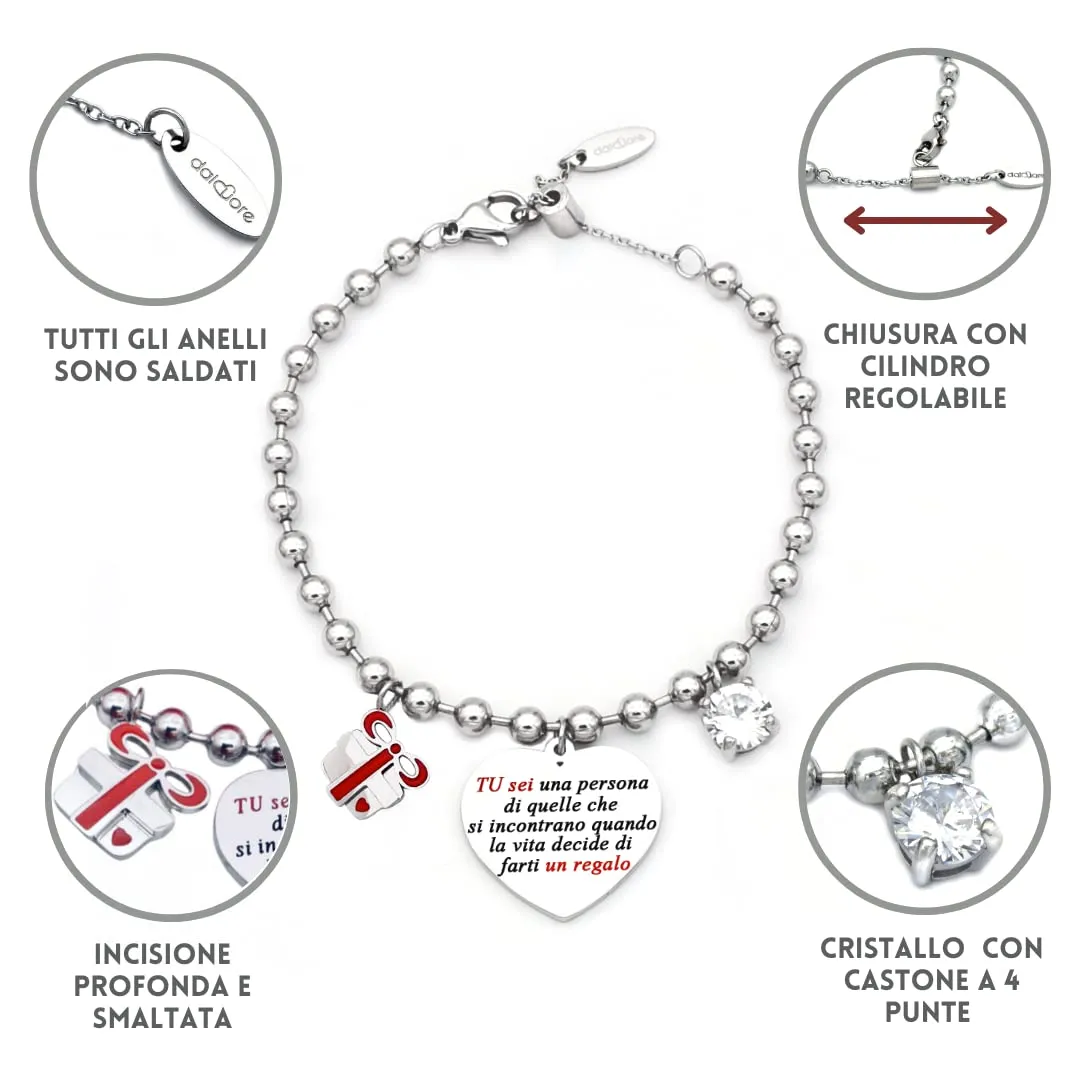 dalcuore Bracciale donna, Ipoallergenico, Idee Regalo Donna Frase Specialie da regalare per Lei X Fidanzata, moglie o compagna utile e divertente Portafortuna da regalare x le feste - immagine 6