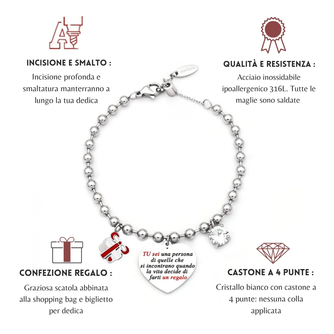 dalcuore Bracciale donna, Ipoallergenico, Idee Regalo Donna Frase Specialie da regalare per Lei X Fidanzata, moglie o compagna utile e divertente Portafortuna da regalare x le feste - immagine 7