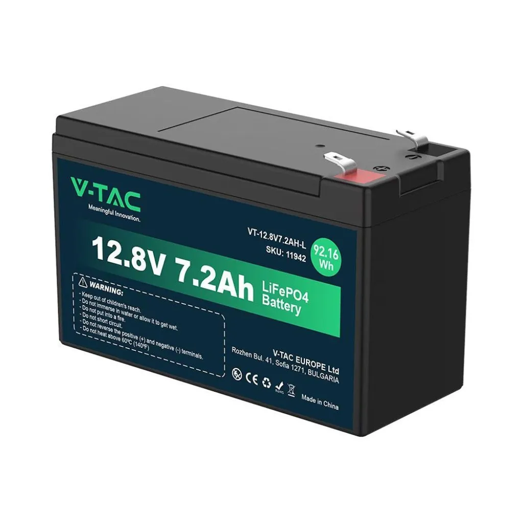 V-TAC Batteria al Litio 12.8V 7.2Ah per Allarmi Videosorveglianza UPS Terminali T1 150*63*93mm IP55 - immagine 1