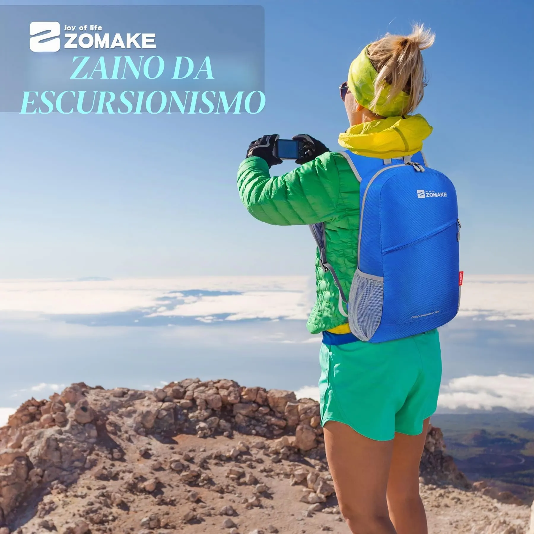ZOMAKE Zaino Pieghevole Ultraleggero, Zainetto Leggero Ripiegabile da Viaggio 20L, Backpack Richiudibile Salvaspazio Tascabile Piccolo Trekking per Uomo Donna (Blu Scuro) - immagine 7