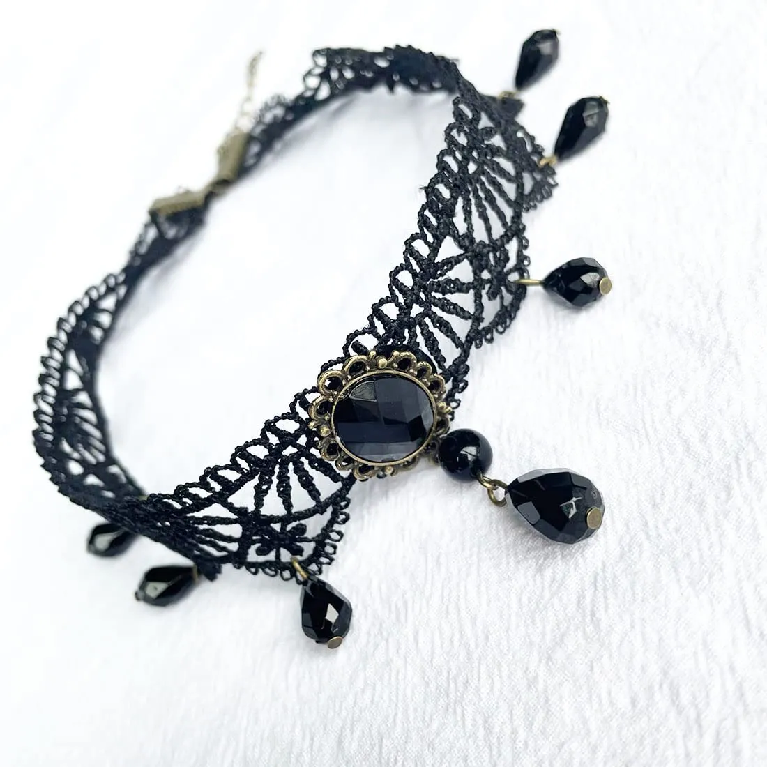 Carufin Collane con girocollo in pizzo nero sexy Collane con nappa gotica Girocollo Accessori per feste di Halloween per donne e ragazze (Collana 5) - immagine 5