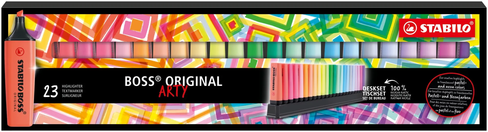Stabilo Boss Arty Line Confezione da 23 pennarelli fluorescenti - Linea tra 2 e 5 mm - Ricaricabile - Inchiostro a base d acqua - Colori assortiti - immagine 1