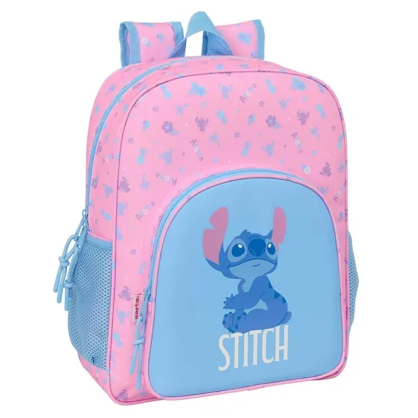 Zaino Safta Stitch Bright - Compatibile con trolley - Tasche laterali - Doppia cerniera - Spallacci imbottiti - Tasca frontale - Maniglia superiore - 15 litri - 320x120x380 mm - Rosa - immagine 1