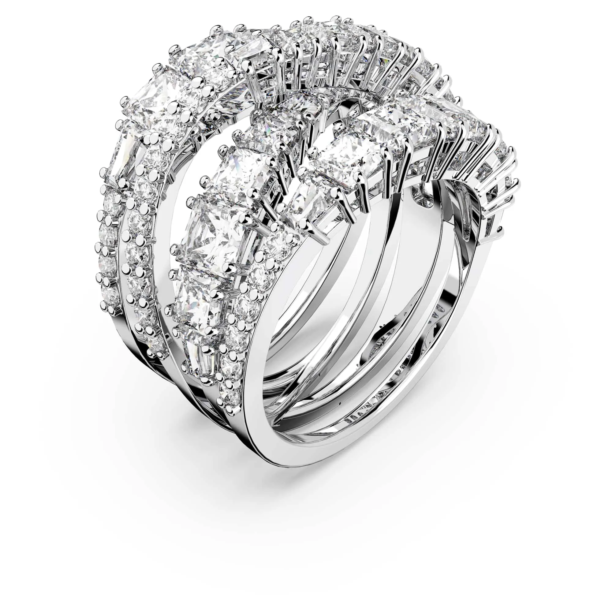 Swarovski Anello Twist Wrap, Taglio misto, Bianco, Placcato rodio - immagine 2