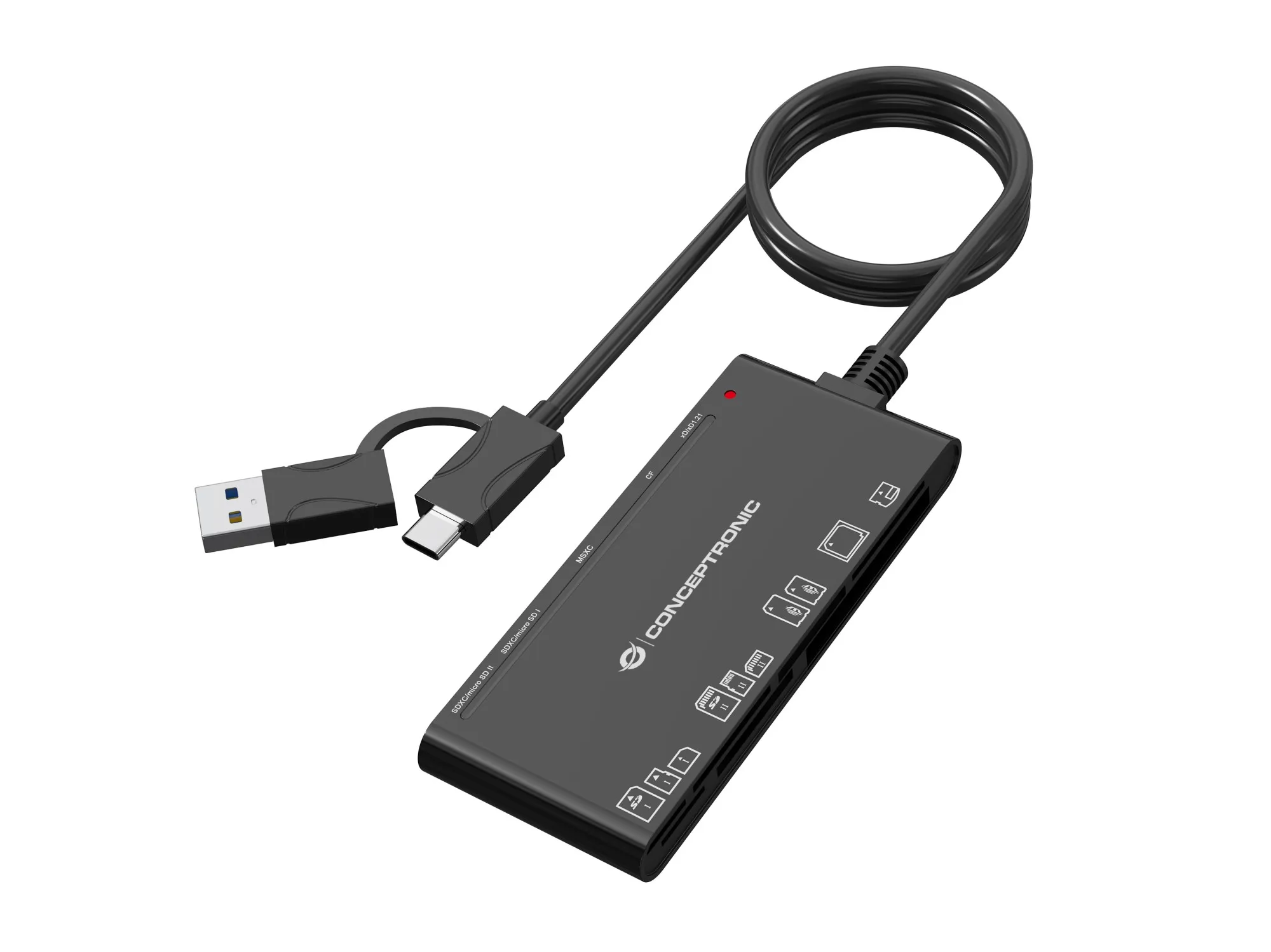 Lettore Schede Usb 3.0 7In1 Bk 2*Sd2*Micro Sd/T-FlashMsCfXd - immagine 1