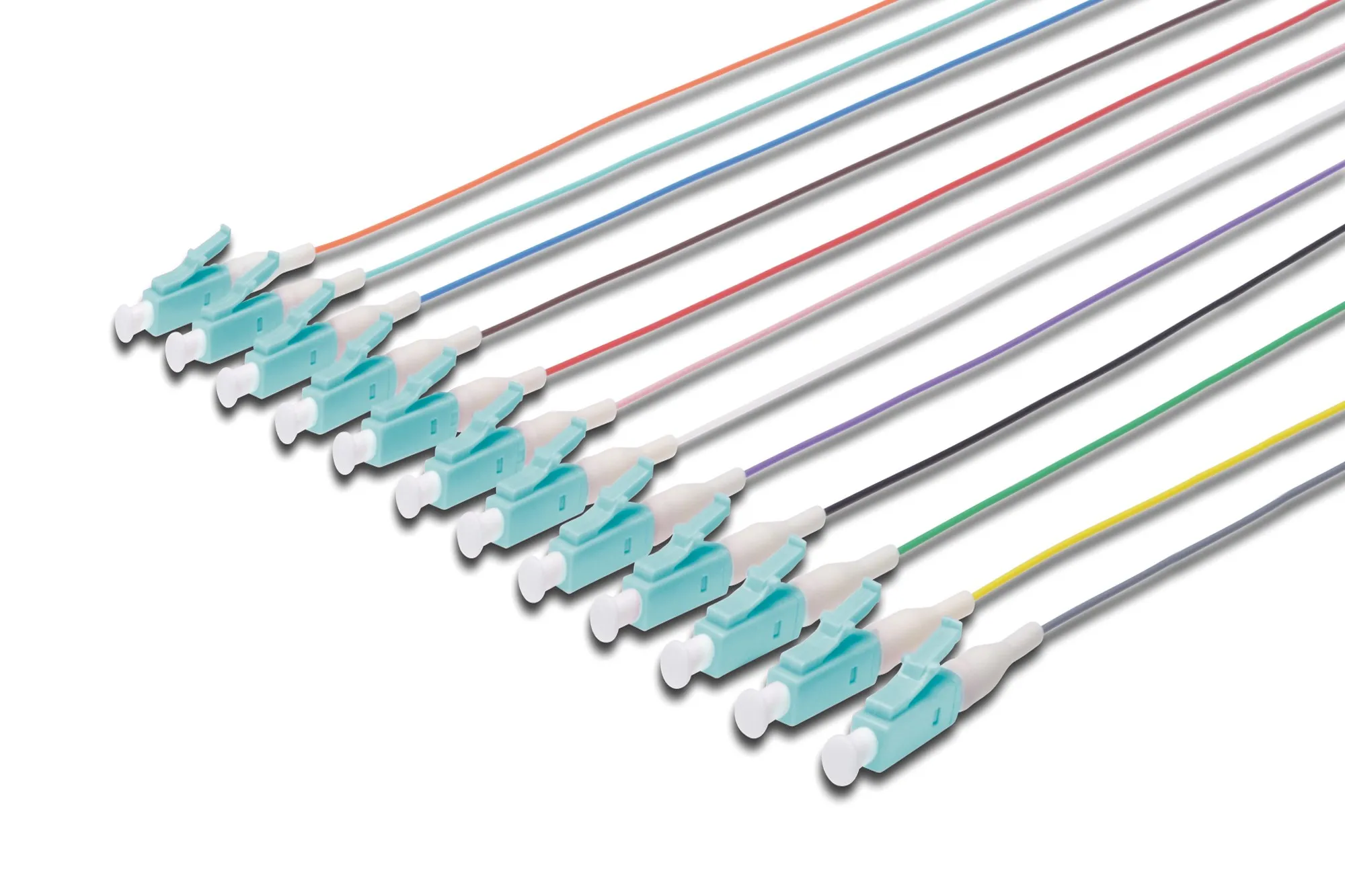 Set 12 Cavi Pigtail Fibra Ottica Colorati Connettori Lc Om3 50/125 Upc Simplex - immagine 1
