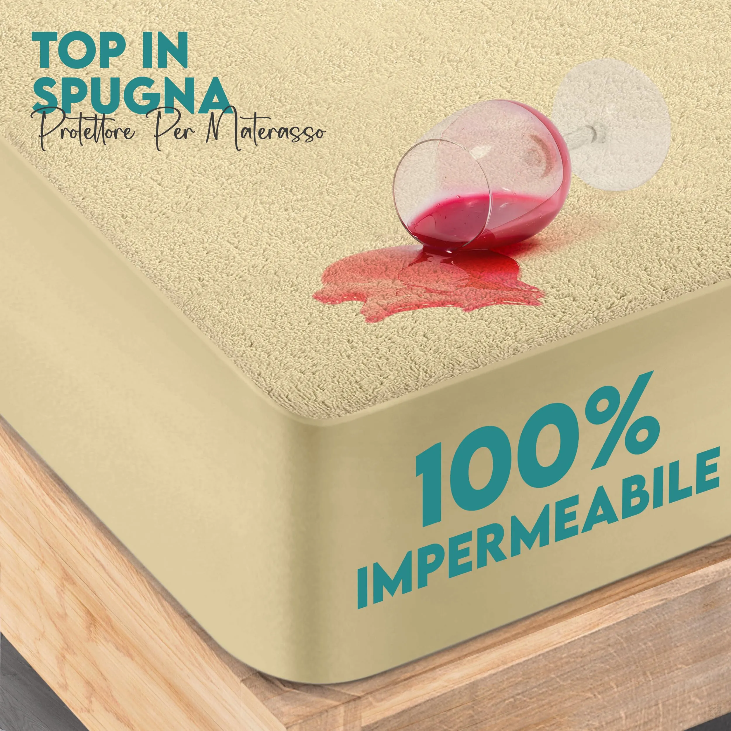Utopia Bedding Coprimaterasso Una Piazza e Mezza Impermeabile 140 x 200 x 30 cm, Certificato OEKO-TEX, Proteggi Materasso, Traspirante, Lavabile, Stile Montato Tutto Intorno Elastico Beige - immagine 5