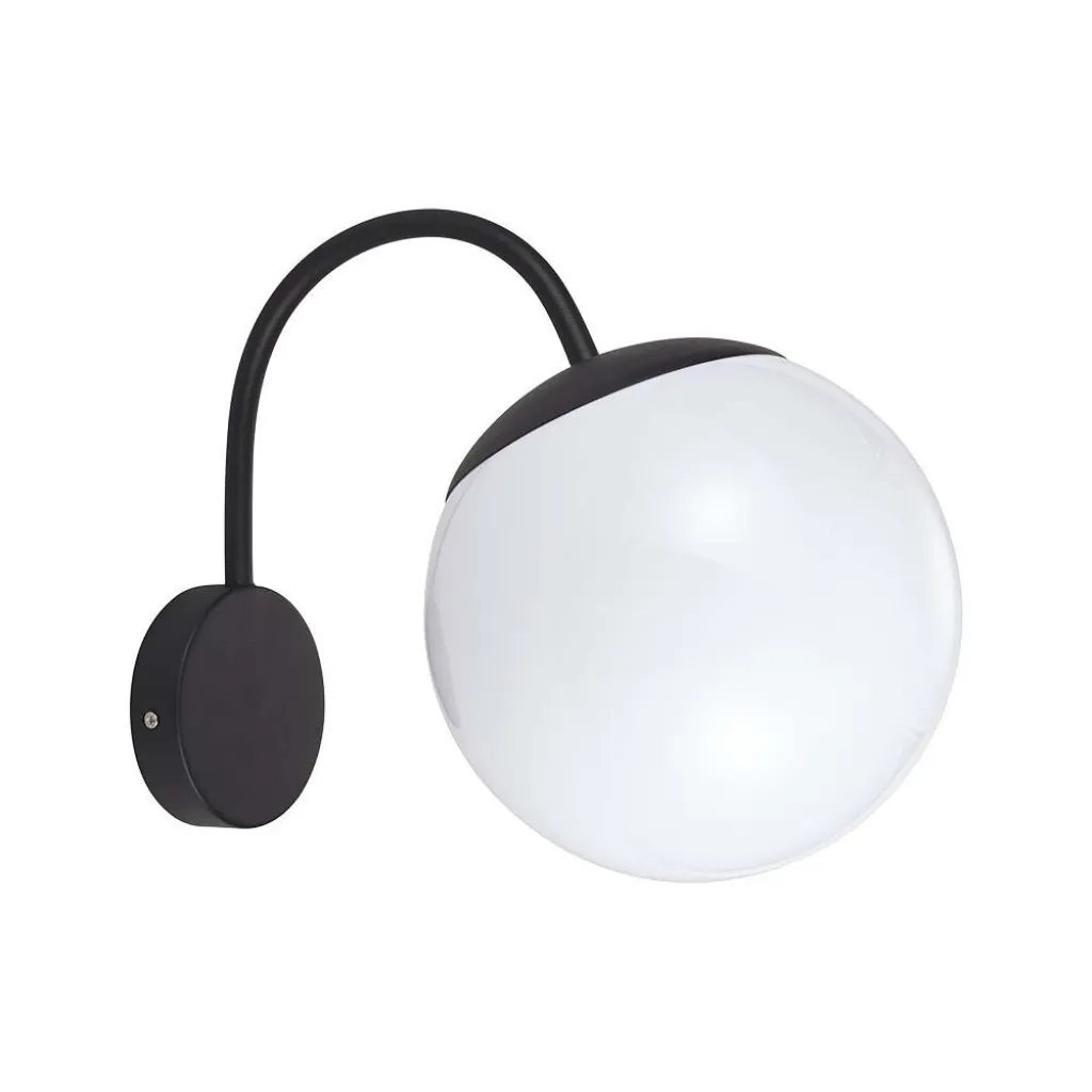 V-TAC Lampada LED da Muro con Sfera Opale e Portalampada E27 Colore Nero Opaco IP44 - immagine 1