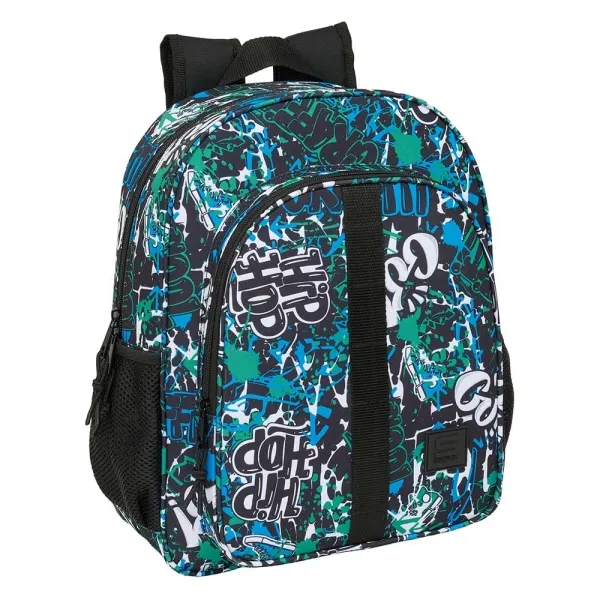 Zaino Safta Graffiti Go - Compatibile con trolley - Tasche laterali - Doppia cerniera - Spallacci imbottiti - Maniglia superiore - Grande capacità - 320x120x380 mm - Blu scuro - immagine 1
