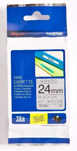 ORIGINALE Brother Nastro Nero su argento TZe-M951 TZ-M951 24 mm x 8 m laminato - immagine 1