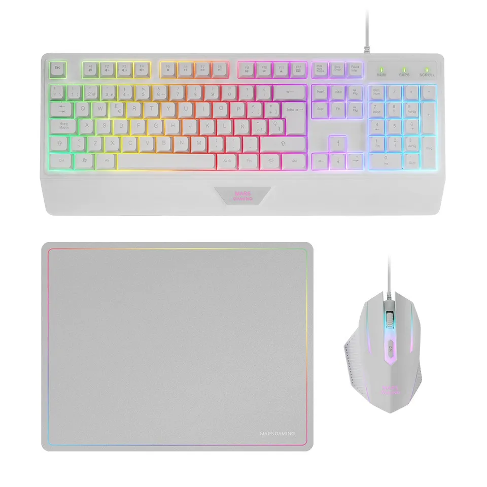Mars Gaming MCP124W tastiera Mouse incluso USB QWERTY Spagnolo Bianco - immagine 1
