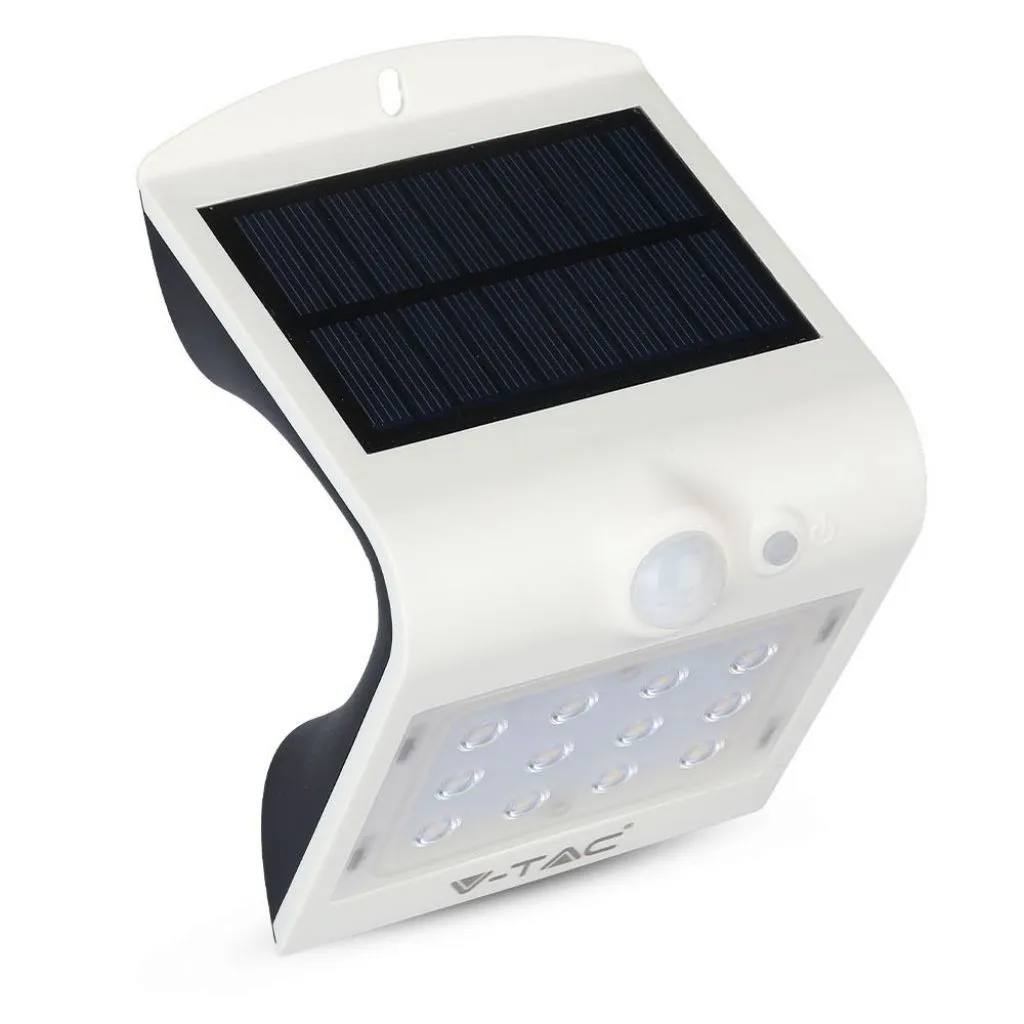 V-TAC Lampada LED Solare da Muro a Batteria 15W 150LM/W 14LED con Sensore PIR Colore Bianco 4000K IP65 - immagine 1