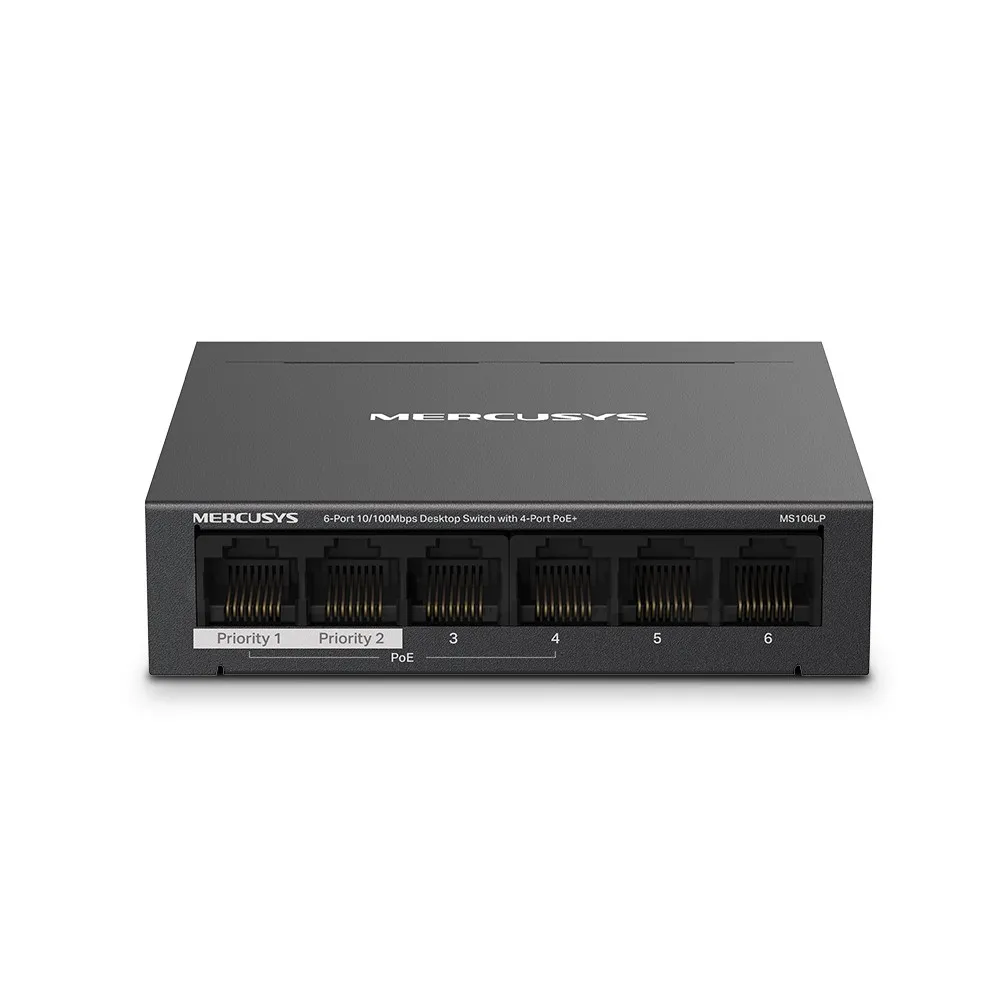 Mercusys MS106LP switch di rete Gestito Fast Ethernet (10/100) Supporto Power over Ethernet (PoE) Nero - immagine 1