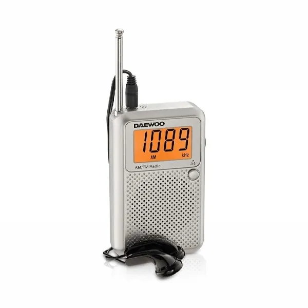 Radio AM/FM Daewoo - Display digitale - Jack da 35 mm - Antenna telescopica - Altoparlante integrato - Grigio - immagine 1