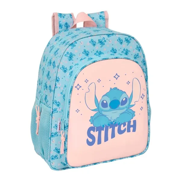 Zaino Safta Stitch Ohana - Compatibile con trolley - Portabottiglie - Doppia cerniera - Design ergonomico imbottito - Tasca frontale - Maniglia superiore - 15L - 320x120x380mm - Azzurro - immagine 1