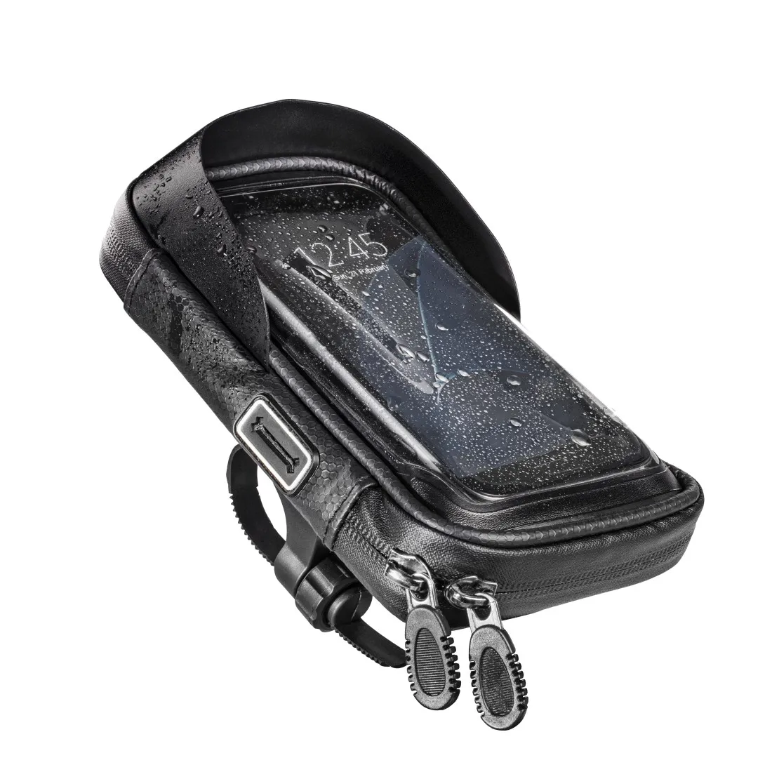 Custodia Hama Essential per smartphone per bicicletta/moto - Idrorepellente - Chiusura a cerniera - Adatta a dispositivi fino a 8 cm di larghezza - Peso massimo 200 g - Manubri fino a 4 cm - Nylon - 175x10 cm - Nero - immagine 1