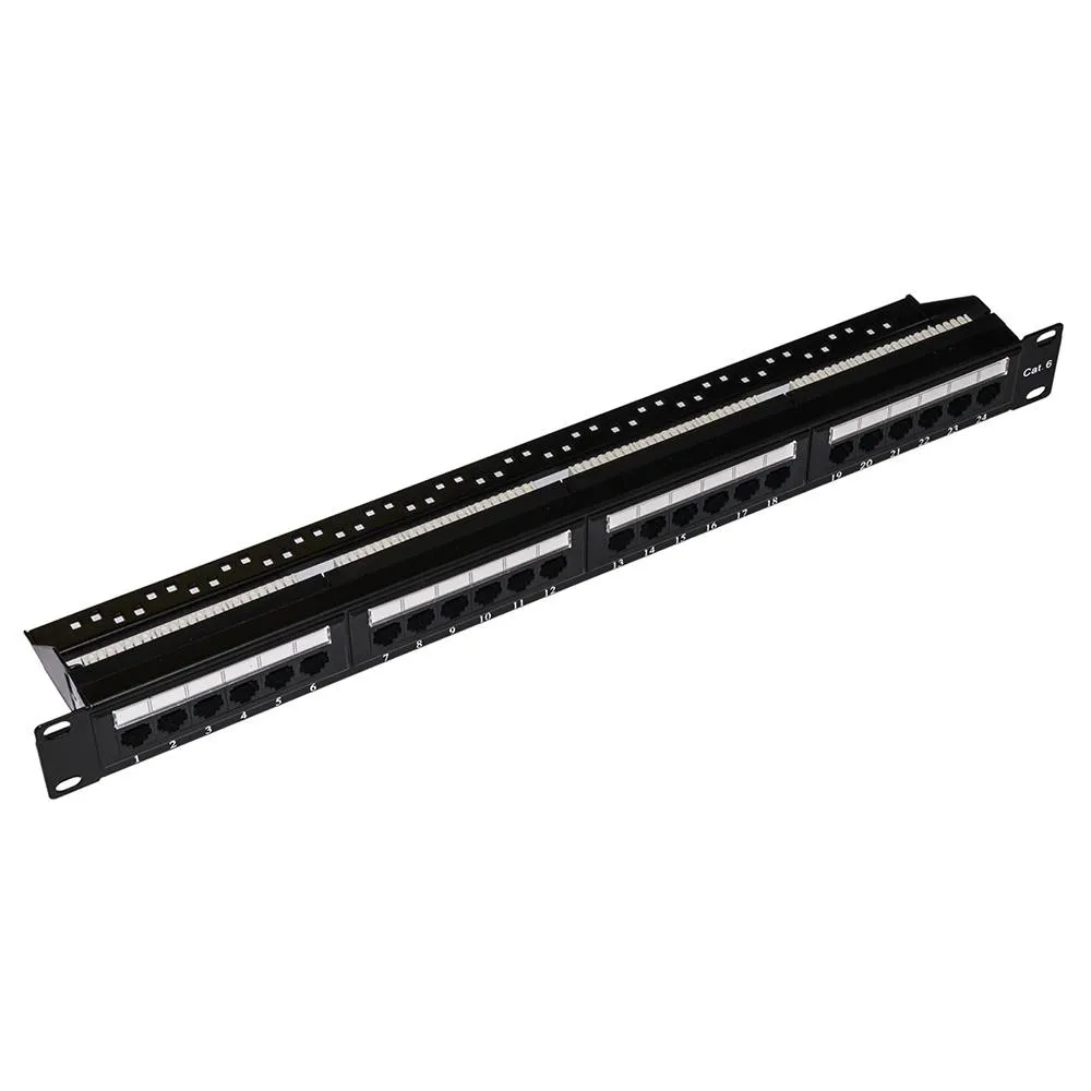 Pannello Patch 19 Non Schermato Utp 24 Porte 8 Poli Rj45 Per Reti Categoria 5E Nero - immagine 1