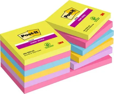 Post-It 654-12SS-UC pouch autoadesiva Quadrato Blu Verde Rosa Viola Giallo 90 fogli Autoadesivo - immagine 1