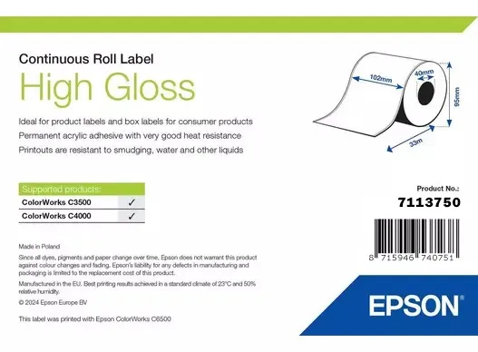 Etichette Epson High Gloss - Rotolo continuo: 102 mm x 33 m - immagine 1