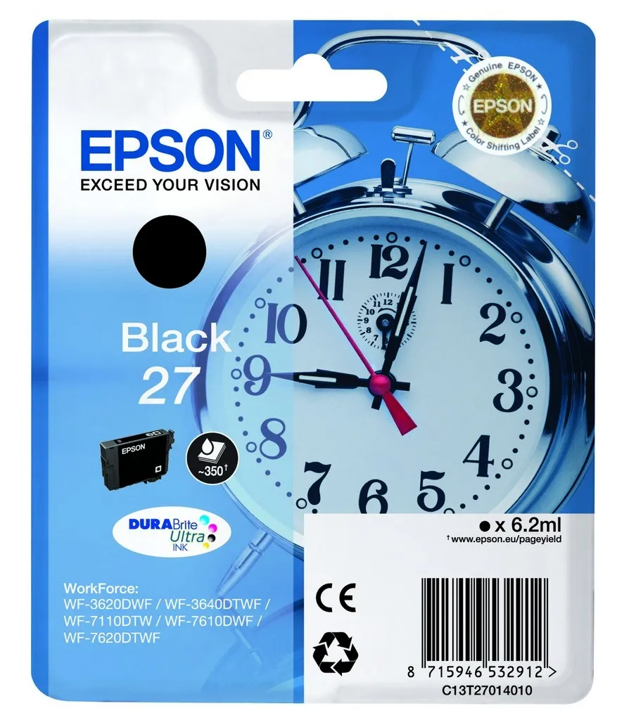 ORIGINALE Epson Cartuccia d'inchiostro nero C13T27014012 27 350 pagine 62ml - immagine 1